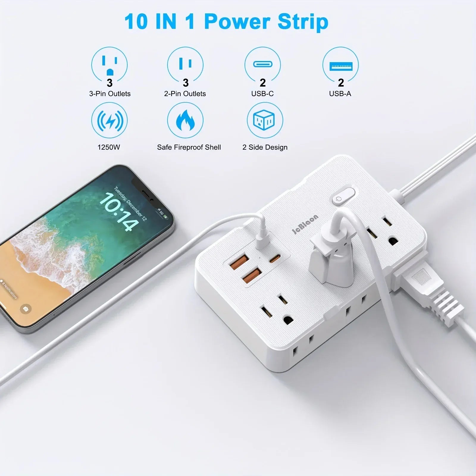 Surge Protector Ultra Thin Flat US Plug with 6 Widely Outlets 4 USB Ports Surge Protector Ultra Thin Flat US Plug with 6 Widely Outlets 4 USB Ports