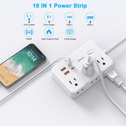 Surge Protector Ultra Thin Flat US Plug with 6 Widely Outlets 4 USB Ports Surge Protector Ultra Thin Flat US Plug with 6 Widely Outlets 4 USB Ports