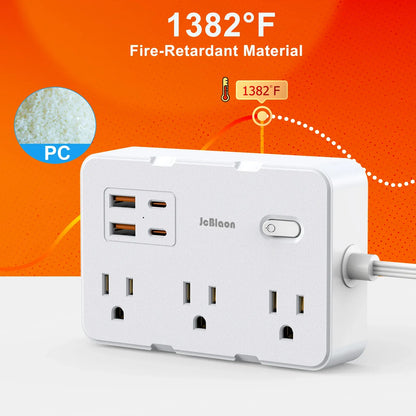 Surge Protector Ultra Thin Flat US Plug with 6 Widely Outlets 4 USB Ports Surge Protector Ultra Thin Flat US Plug with 6 Widely Outlets 4 USB Ports