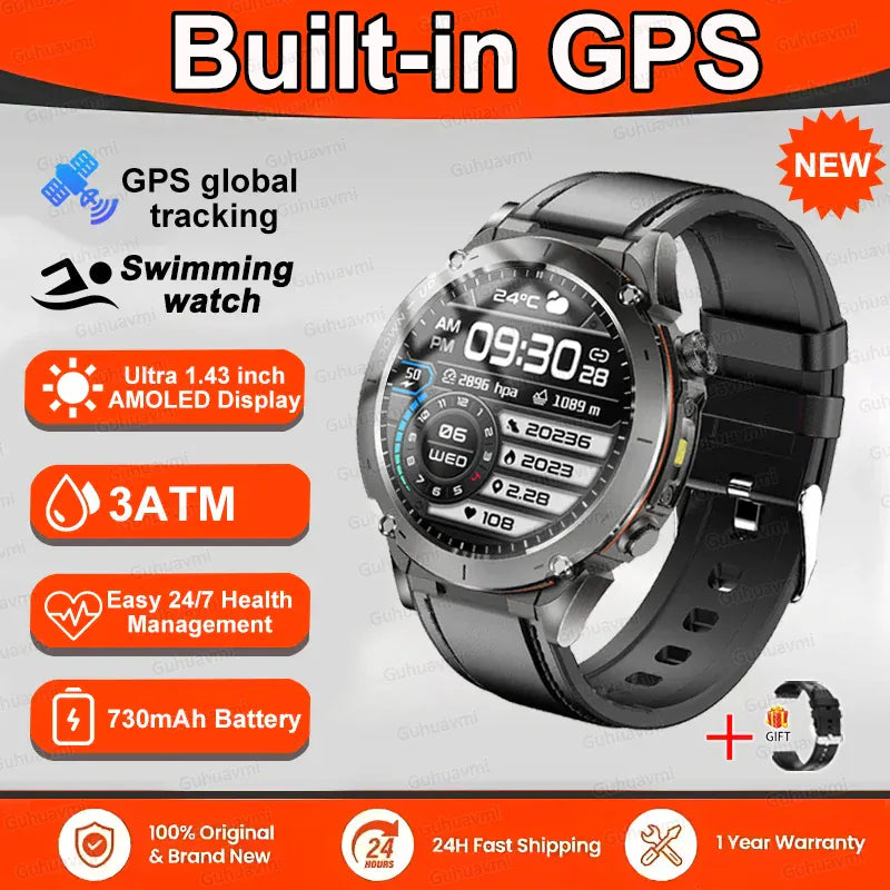 T-Rex 3 GPS Military Smart Watch – 10ATM Waterproof AMOLED | Wahooly T-Rex 3 GPS Military Smart Watch – 1.43" AMOLED, 10ATM Waterproof & Dual-Band GNSS