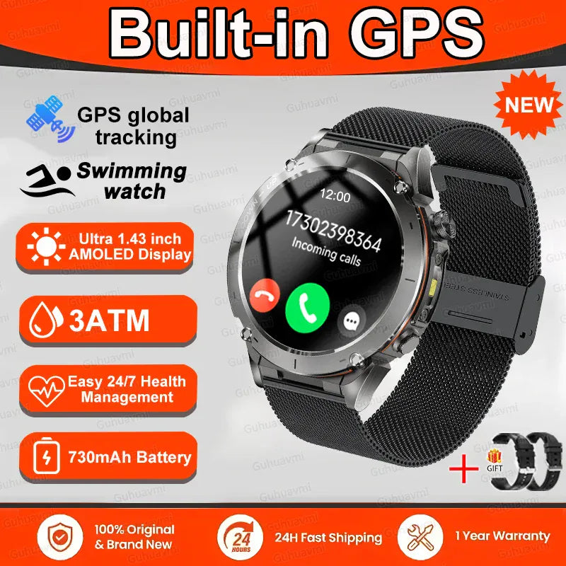 T-Rex 3 GPS Military Smart Watch – 10ATM Waterproof AMOLED | Wahooly T-Rex 3 GPS Military Smart Watch – 1.43" AMOLED, 10ATM Waterproof & Dual-Band GNSS