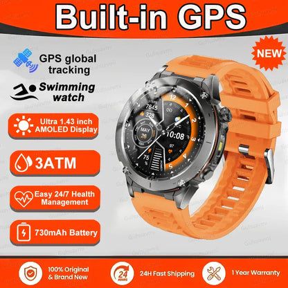 T-Rex 3 GPS Military Smart Watch – 10ATM Waterproof AMOLED | Wahooly T-Rex 3 GPS Military Smart Watch – 1.43" AMOLED, 10ATM Waterproof & Dual-Band GNSS