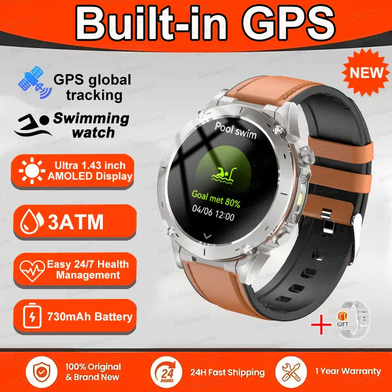 T-Rex 3 GPS Military Smart Watch – 10ATM Waterproof AMOLED | Wahooly T-Rex 3 GPS Military Smart Watch – 1.43" AMOLED, 10ATM Waterproof & Dual-Band GNSS