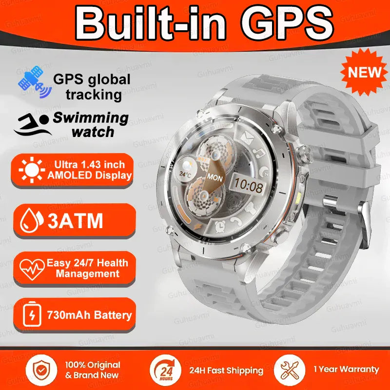 T-Rex 3 GPS Military Smart Watch – 10ATM Waterproof AMOLED | Wahooly T-Rex 3 GPS Military Smart Watch – 1.43" AMOLED, 10ATM Waterproof & Dual-Band GNSS