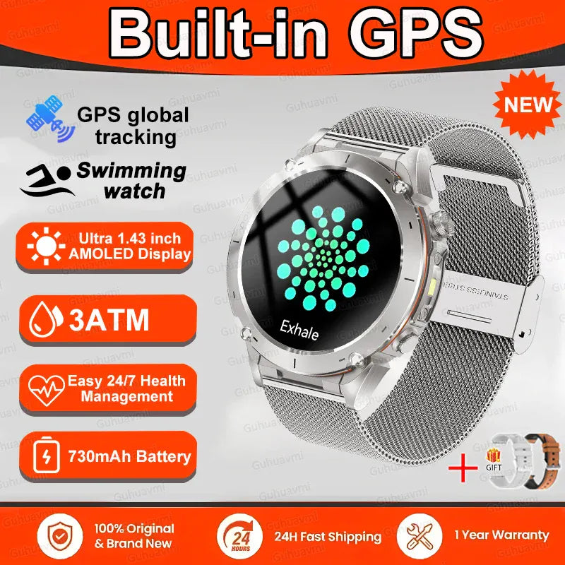 T-Rex 3 GPS Military Smart Watch – 10ATM Waterproof AMOLED | Wahooly T-Rex 3 GPS Military Smart Watch – 1.43" AMOLED, 10ATM Waterproof & Dual-Band GNSS
