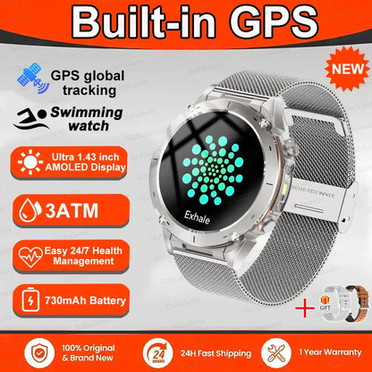 T-Rex 3 GPS Military Smart Watch – 10ATM Waterproof AMOLED | Wahooly T-Rex 3 GPS Military Smart Watch – 1.43" AMOLED, 10ATM Waterproof & Dual-Band GNSS