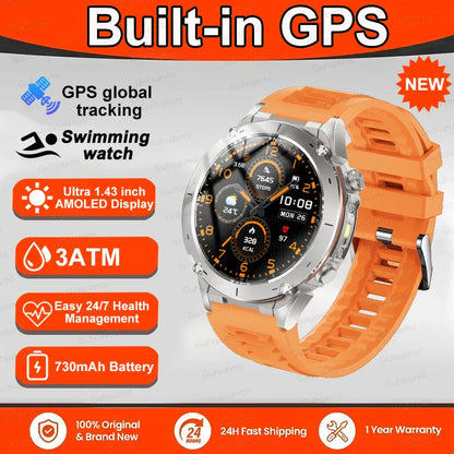 T-Rex 3 GPS Military Smart Watch – 10ATM Waterproof AMOLED | Wahooly T-Rex 3 GPS Military Smart Watch – 1.43" AMOLED, 10ATM Waterproof & Dual-Band GNSS