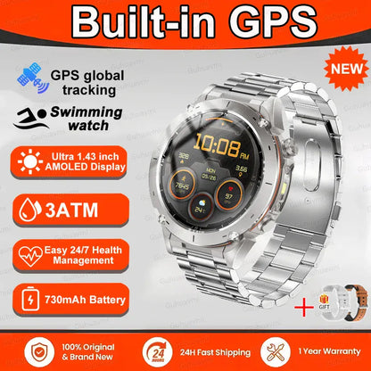 T-Rex 3 GPS Military Smart Watch – 10ATM Waterproof AMOLED | Wahooly T-Rex 3 GPS Military Smart Watch – 1.43" AMOLED, 10ATM Waterproof & Dual-Band GNSS