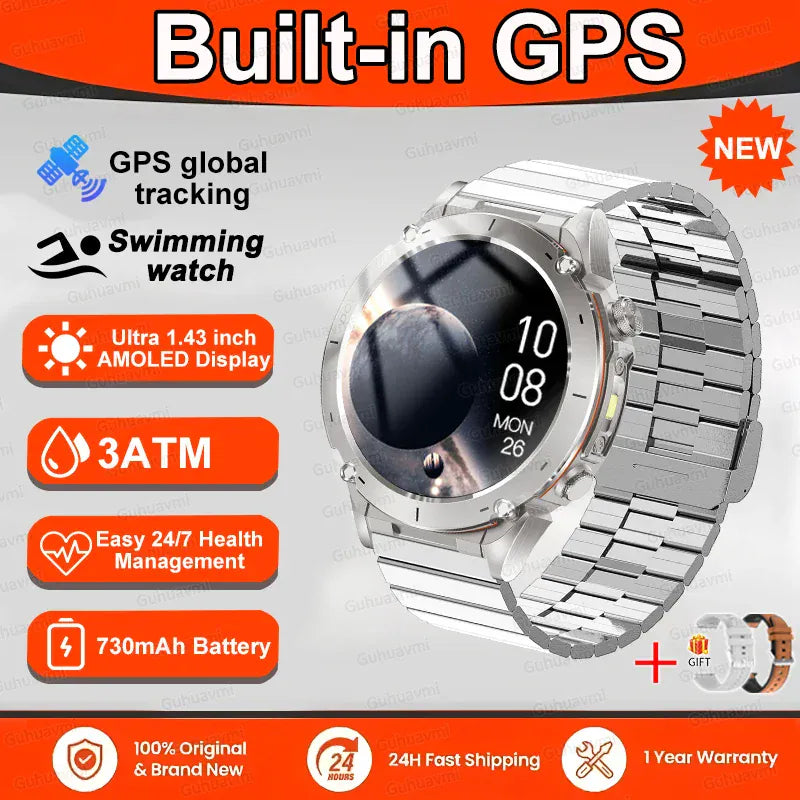 T-Rex 3 GPS Military Smart Watch – 10ATM Waterproof AMOLED | Wahooly T-Rex 3 GPS Military Smart Watch – 1.43" AMOLED, 10ATM Waterproof & Dual-Band GNSS