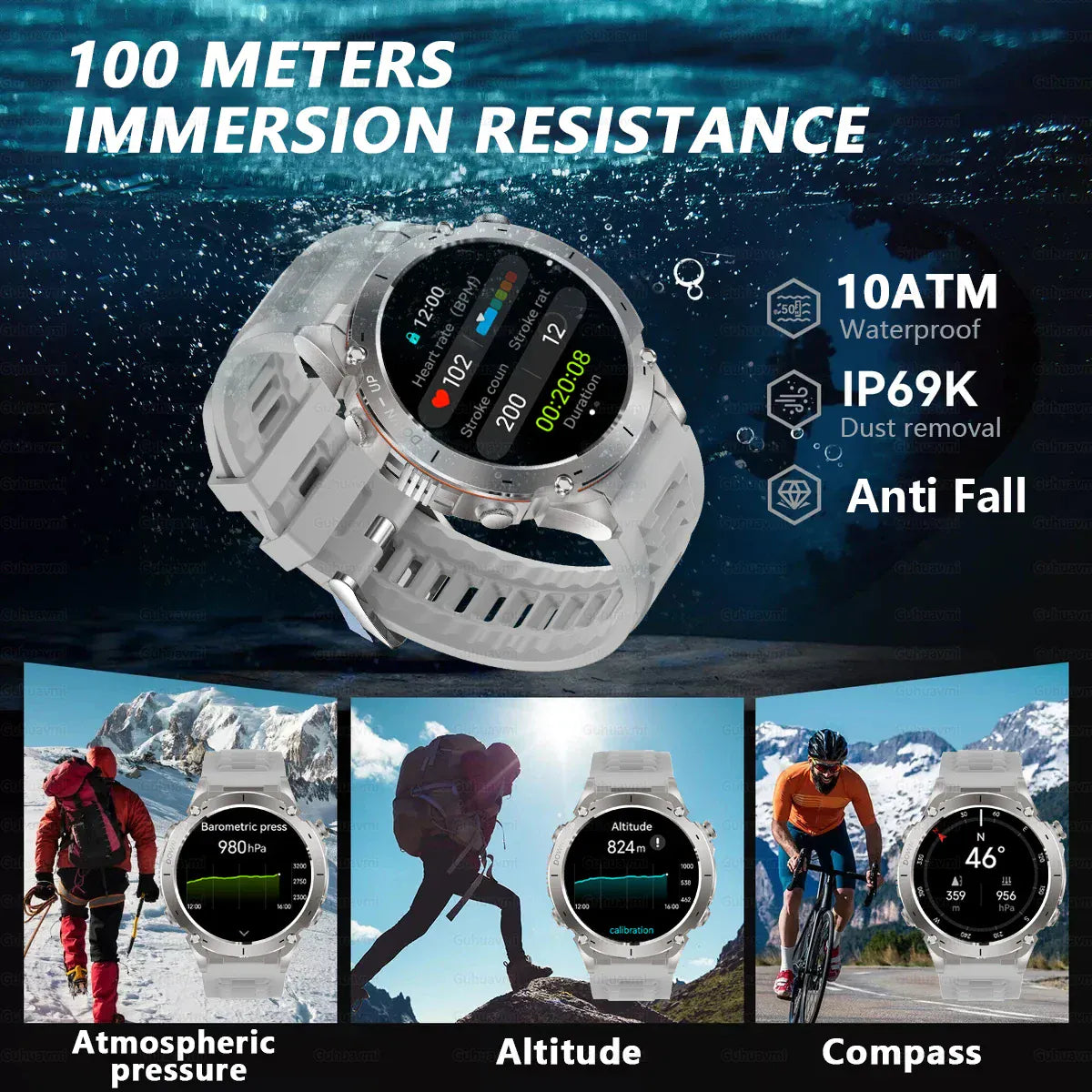 T-Rex 3 GPS Military Smart Watch – 10ATM Waterproof AMOLED | Wahooly T-Rex 3 GPS Military Smart Watch – 1.43" AMOLED, 10ATM Waterproof & Dual-Band GNSS