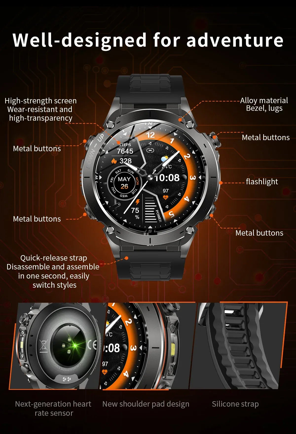 T-Rex 3 GPS Military Smart Watch – 10ATM Waterproof AMOLED | Wahooly T-Rex 3 GPS Military Smart Watch – 1.43" AMOLED, 10ATM Waterproof & Dual-Band GNSS