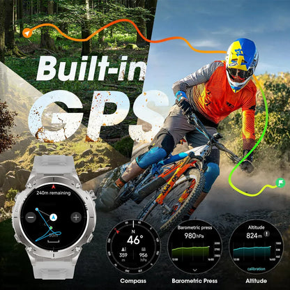T-Rex 3 GPS Military Smart Watch – 10ATM Waterproof AMOLED | Wahooly T-Rex 3 GPS Military Smart Watch – 1.43" AMOLED, 10ATM Waterproof & Dual-Band GNSS