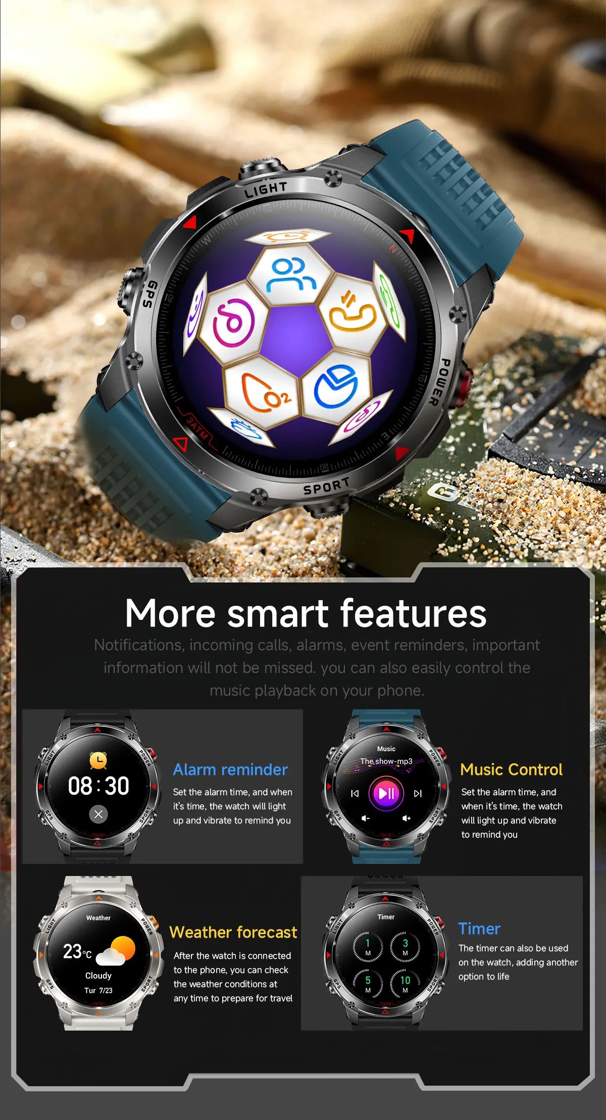 T-Rex 3 Pro Military GPS Smartwatch – Dual-Band GNSS, AMOLED & 10ATM | Wahooly T-Rex 3 Pro Military GPS Smartwatch – Dual-Band GNSS, AMOLED, Altimeter & 10ATM Swim-Proof