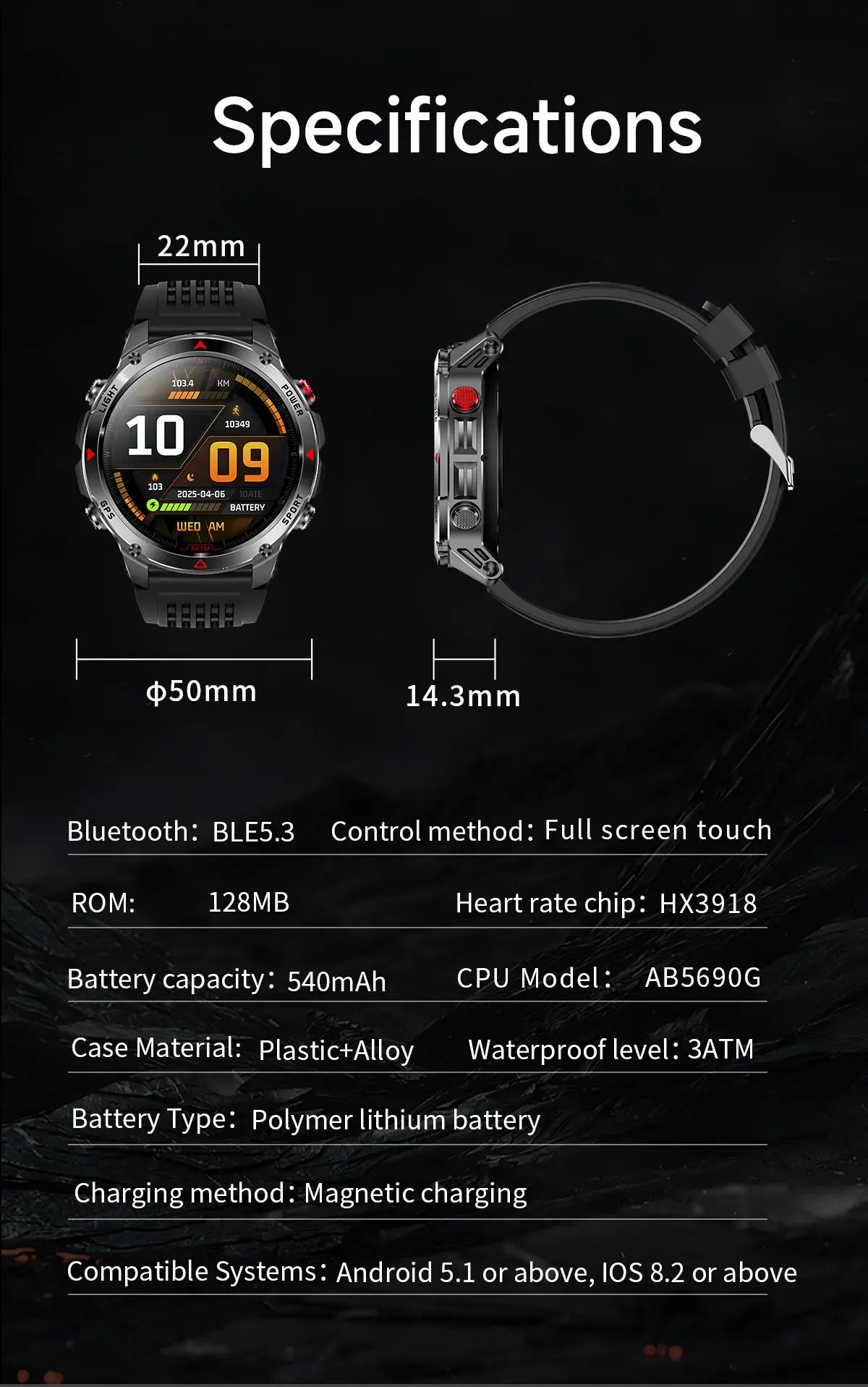 T-Rex 3 Pro Military GPS Smartwatch – Dual-Band GNSS, AMOLED & 10ATM | Wahooly T-Rex 3 Pro Military GPS Smartwatch – Dual-Band GNSS, AMOLED, Altimeter & 10ATM Swim-Proof