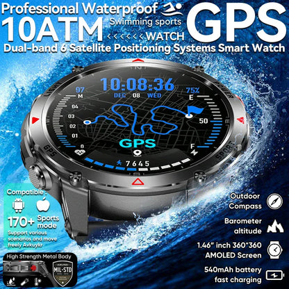 T-Rex 3 Pro Military GPS Smartwatch – Dual-Band GNSS, AMOLED & 10ATM | Wahooly T-Rex 3 Pro Military GPS Smartwatch – Dual-Band GNSS, AMOLED, Altimeter & 10ATM Swim-Proof