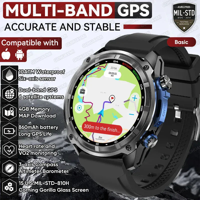 T-Rex Pro Dual-Band GPS Military Smartwatch – Offline Maps & 30-Day Battery | Wahooly T-Rex Pro Dual-Band GPS Military Smartwatch – Offline Maps, 10ATM & 30-Day Battery