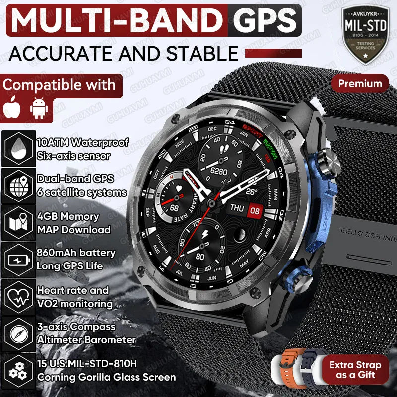 T-Rex Pro Dual-Band GPS Military Smartwatch – Offline Maps & 30-Day Battery | Wahooly T-Rex Pro Dual-Band GPS Military Smartwatch – Offline Maps, 10ATM & 30-Day Battery