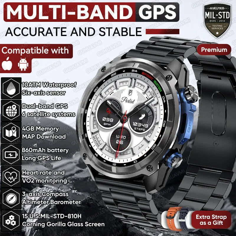 T-Rex Pro Dual-Band GPS Military Smartwatch – Offline Maps & 30-Day Battery | Wahooly T-Rex Pro Dual-Band GPS Military Smartwatch – Offline Maps, 10ATM & 30-Day Battery