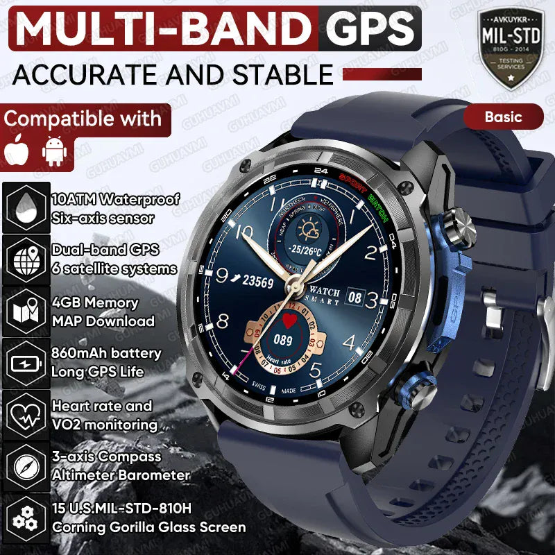 T-Rex Pro Dual-Band GPS Military Smartwatch – Offline Maps & 30-Day Battery | Wahooly T-Rex Pro Dual-Band GPS Military Smartwatch – Offline Maps, 10ATM & 30-Day Battery