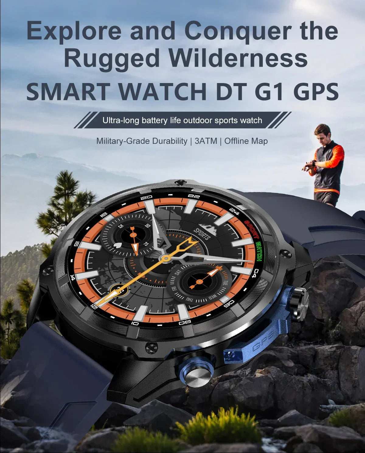 T-Rex Pro Dual-Band GPS Military Smartwatch – Offline Maps & 30-Day Battery | Wahooly T-Rex Pro Dual-Band GPS Military Smartwatch – Offline Maps, 10ATM & 30-Day Battery
