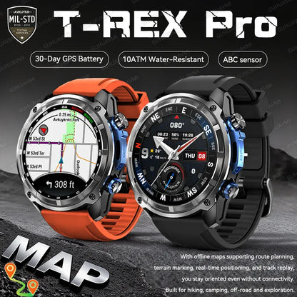 T-Rex Pro Dual-Band GPS Military Smartwatch – Offline Maps & 30-Day Battery | Wahooly T-Rex Pro Dual-Band GPS Military Smartwatch – Offline Maps, 10ATM & 30-Day Battery