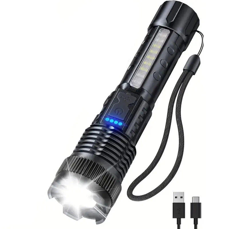 Tactical LED Flashlight | 6 Modes, Zoom, USB Rechargeable – Camping & Emergency Tactical LED Flashlight – 6 Modes, Telescopic Zoom & USB Rechargeable | Camping, Emergency & Outdoor Use