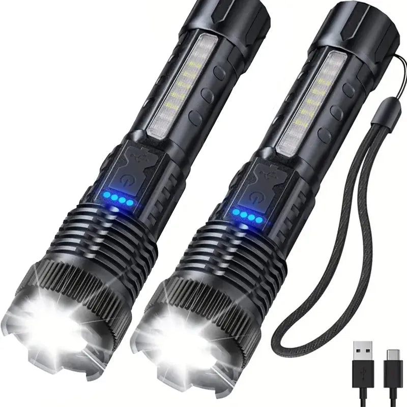 Tactical LED Flashlight | 6 Modes, Zoom, USB Rechargeable – Camping & Emergency Tactical LED Flashlight – 6 Modes, Telescopic Zoom & USB Rechargeable | Camping, Emergency & Outdoor Use