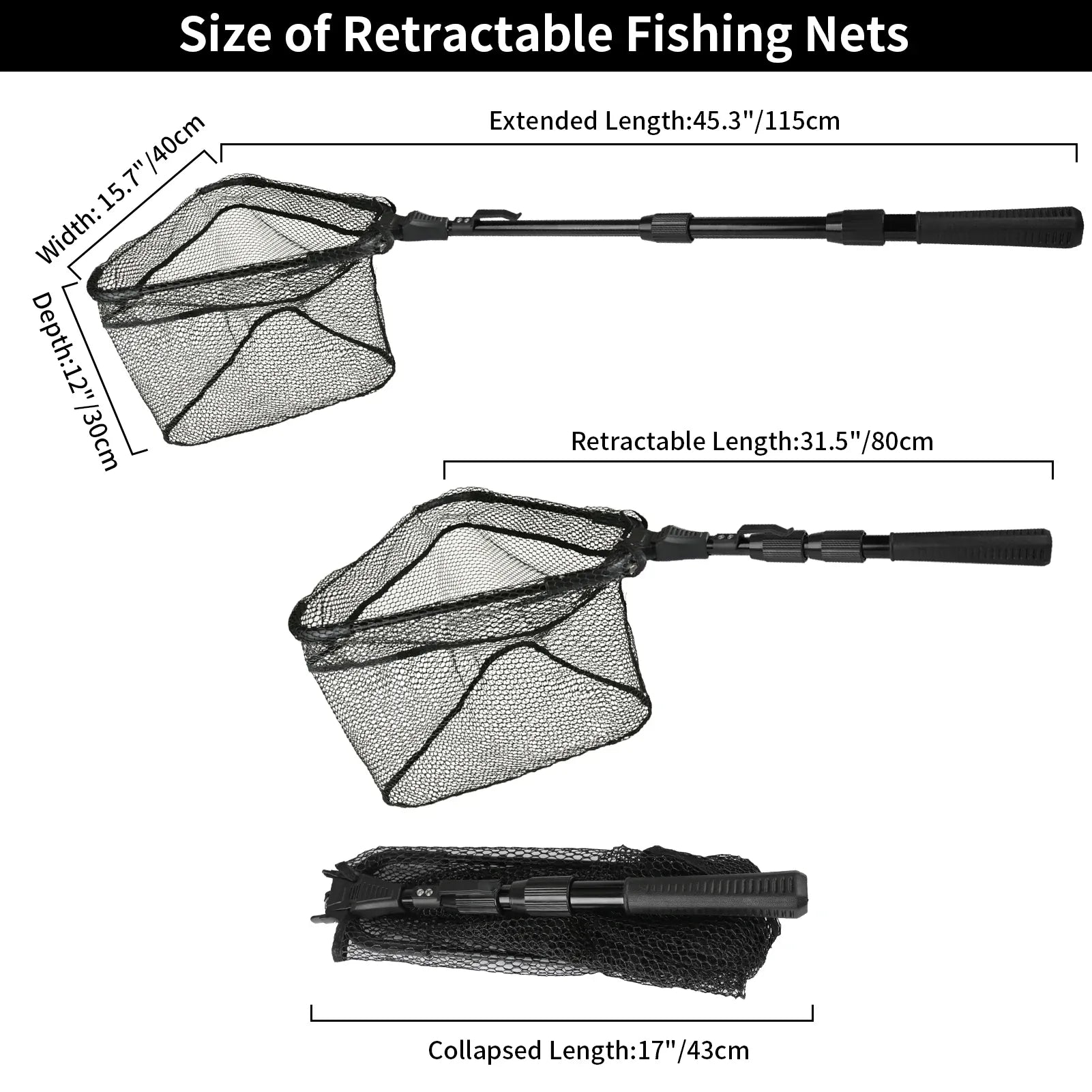 Telescopic Fishing Landing Net Aluminum Alloy Folding Mesh – Wahooly Telescopic Fishing Landing Net – Aluminum Alloy Folding Mesh, Multiple Sizes