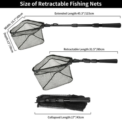 Telescopic Fishing Landing Net Aluminum Alloy Folding Mesh – Wahooly Telescopic Fishing Landing Net – Aluminum Alloy Folding Mesh, Multiple Sizes