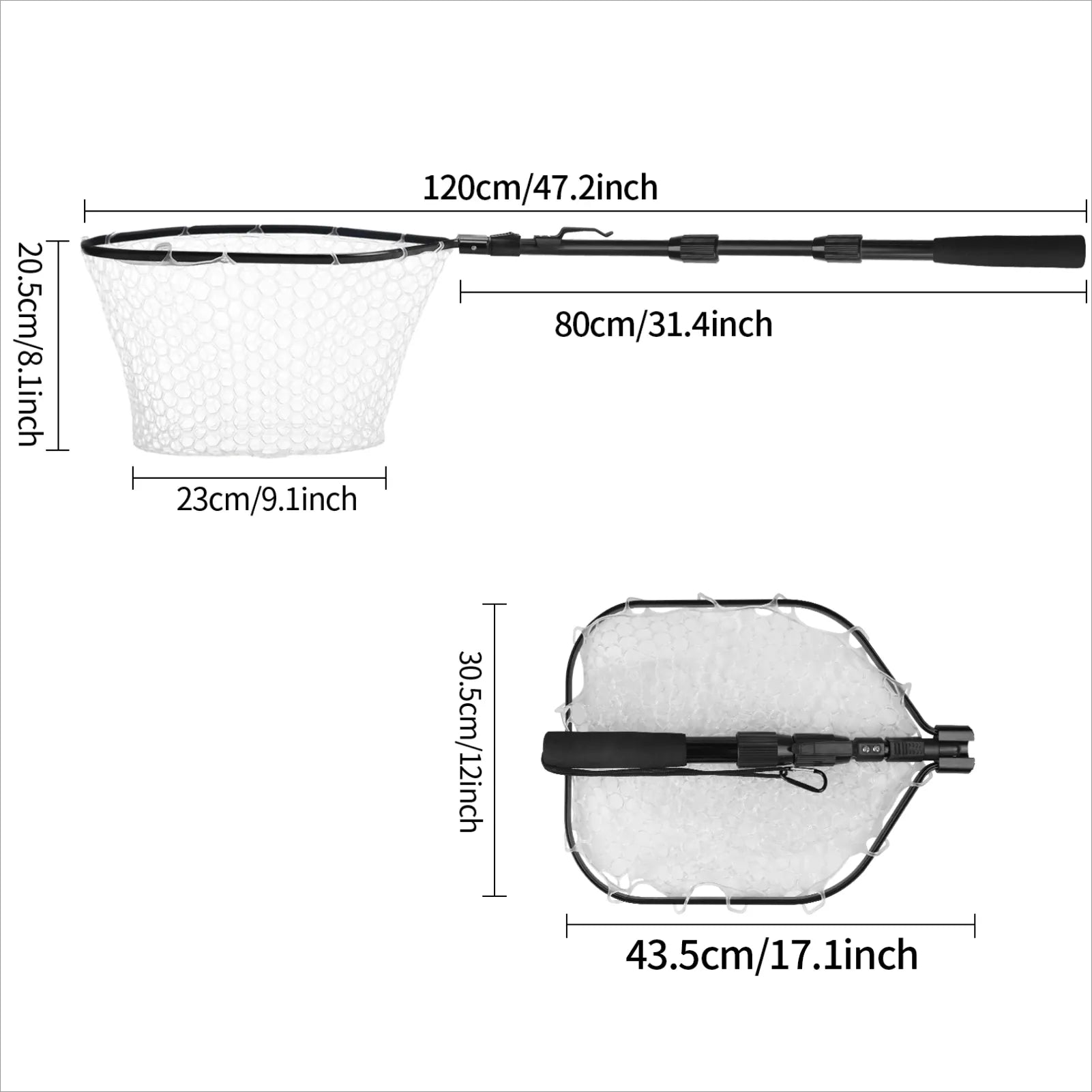 Telescopic Fishing Landing Net Aluminum Alloy Folding Mesh – Wahooly Telescopic Fishing Landing Net – Aluminum Alloy Folding Mesh, Multiple Sizes