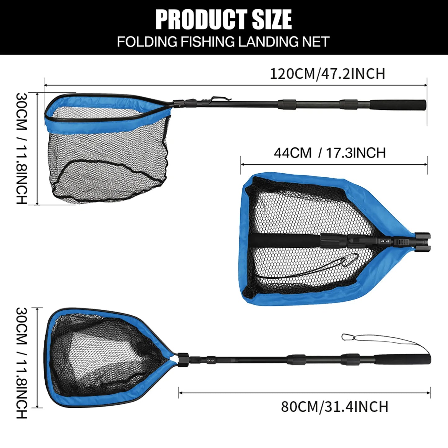 Telescopic Fishing Landing Net Aluminum Alloy Folding Mesh – Wahooly Telescopic Fishing Landing Net – Aluminum Alloy Folding Mesh, Multiple Sizes