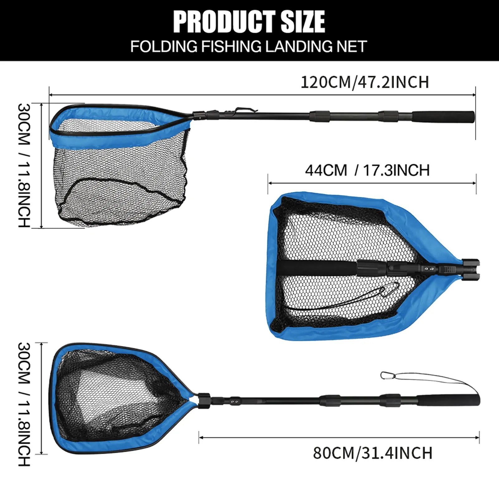 Telescopic Fishing Landing Net Aluminum Alloy Folding Mesh – Wahooly Telescopic Fishing Landing Net – Aluminum Alloy Folding Mesh, Multiple Sizes