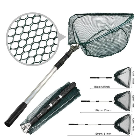Telescopic Fishing Landing Net Aluminum Alloy Folding Mesh – Wahooly Telescopic Fishing Landing Net – Aluminum Alloy Folding Mesh, Multiple Sizes
