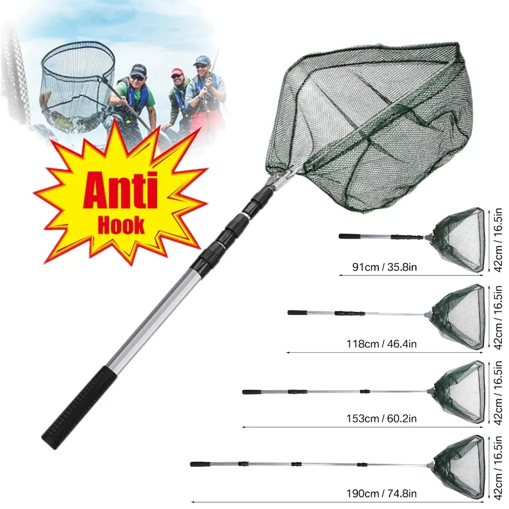 Telescopic Fishing Landing Net Aluminum Alloy Folding Mesh – Wahooly Telescopic Fishing Landing Net – Aluminum Alloy Folding Mesh, Multiple Sizes