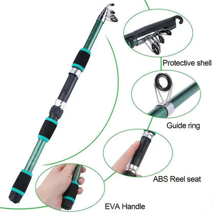 Telescopic Fishing Rod Reel & Tackle Kit Complete Set – Wahooly Telescopic Fishing Rod, Reel & Tackle Kit – Complete Freshwater Fishing Set