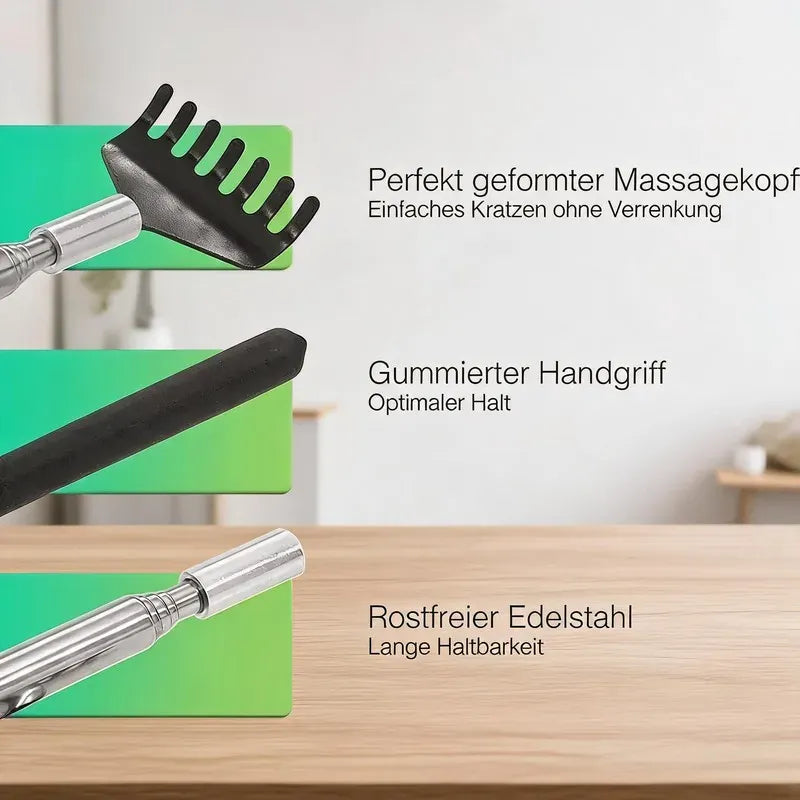 Telescopic Stainless Steel Back Scratcher | Wahooly Telescopic Stainless Steel Back Scratcher with Carrying Bag