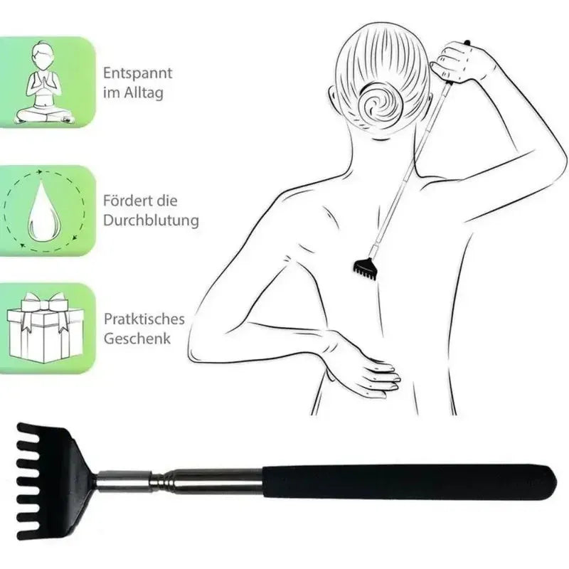 Telescopic Stainless Steel Back Scratcher | Wahooly Telescopic Stainless Steel Back Scratcher with Carrying Bag