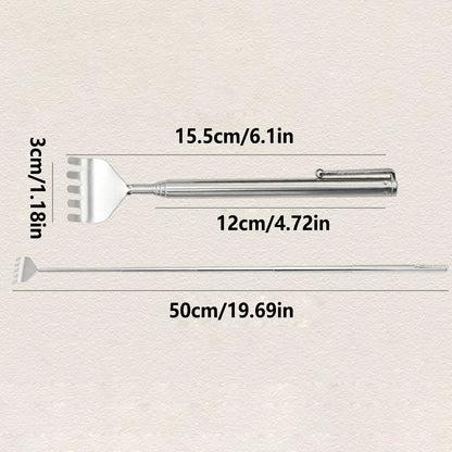 Telescopic Back Scratcher with Pocket Clip | Wahooly Telescopic Stainless Steel Back Scratcher with Pocket Clip