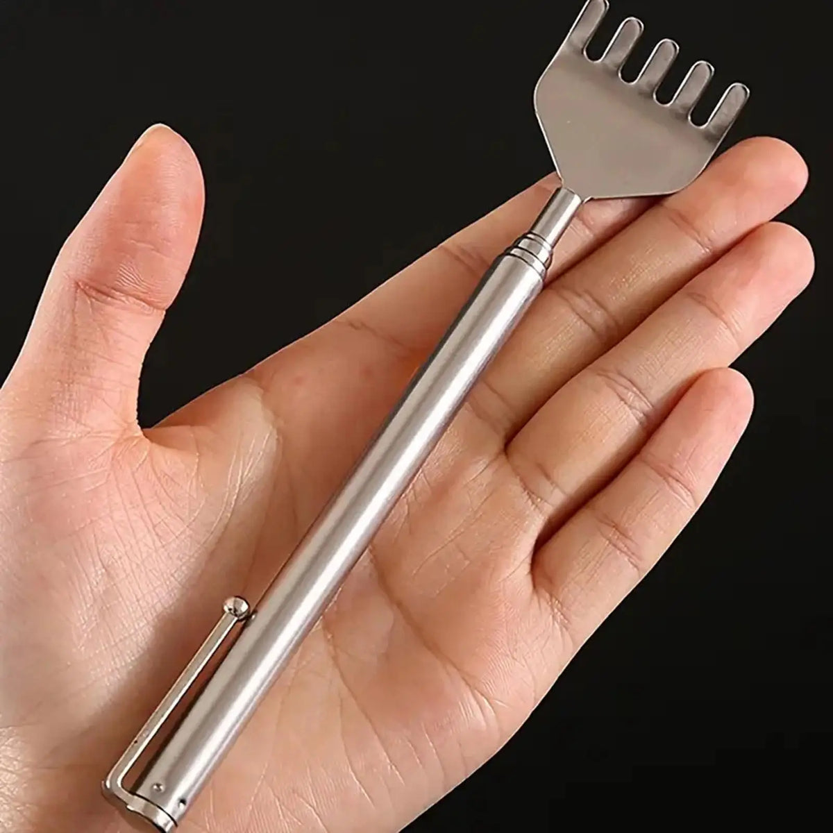 Telescopic Back Scratcher with Pocket Clip | Wahooly Telescopic Stainless Steel Back Scratcher with Pocket Clip