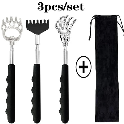 Telescoping Back Scratchers: Single or Set | Wahooly Telescoping Stainless Steel Back Scratchers | Single or 3-Piece Set