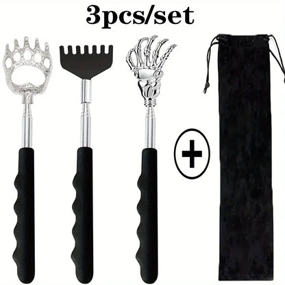 Telescoping Back Scratchers: Single or Set | Wahooly Telescoping Stainless Steel Back Scratchers | Single or 3-Piece Set