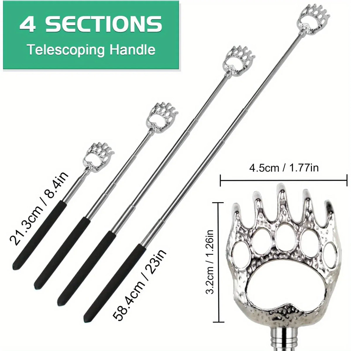 Telescoping Back Scratchers: Single or Set | Wahooly Telescoping Stainless Steel Back Scratchers | Single or 3-Piece Set