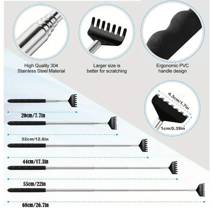Telescoping Back Scratchers: Single or Set | Wahooly Telescoping Stainless Steel Back Scratchers | Single or 3-Piece Set