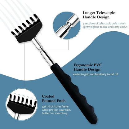 Telescoping Back Scratchers: Single or Set | Wahooly Telescoping Stainless Steel Back Scratchers | Single or 3-Piece Set