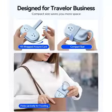 ‌Travel Power Strip: 4 Outlets, 3 USB Ports (1 USB-C), 4FT Cord, Small & Compact