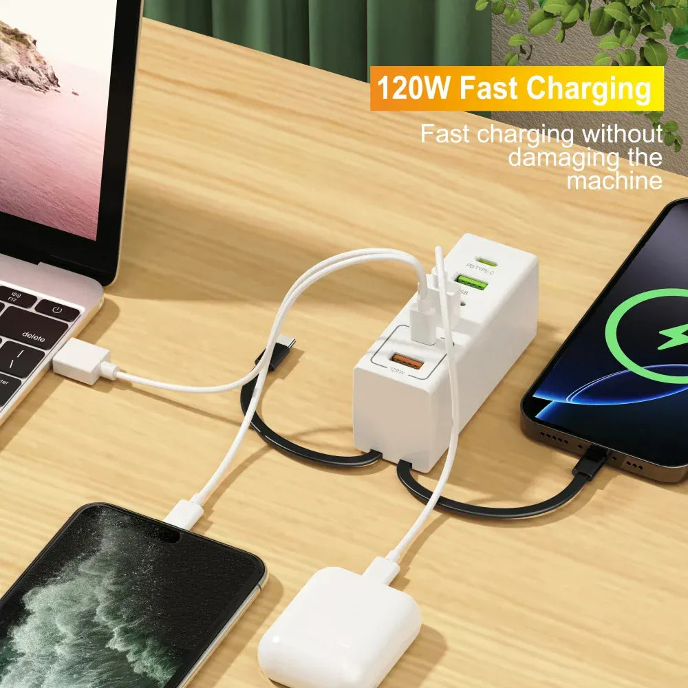 Total 120W USB Power Strip Type C Mobile Phone Charger Fast Charging Electrical Socket Power Strip EU US UK Plug Wall Adapters Total 120W USB Power Strip Type C Mobile Phone Charger Fast Charging Electrical Socket Power Strip EU US UK Plug Wall Adapters