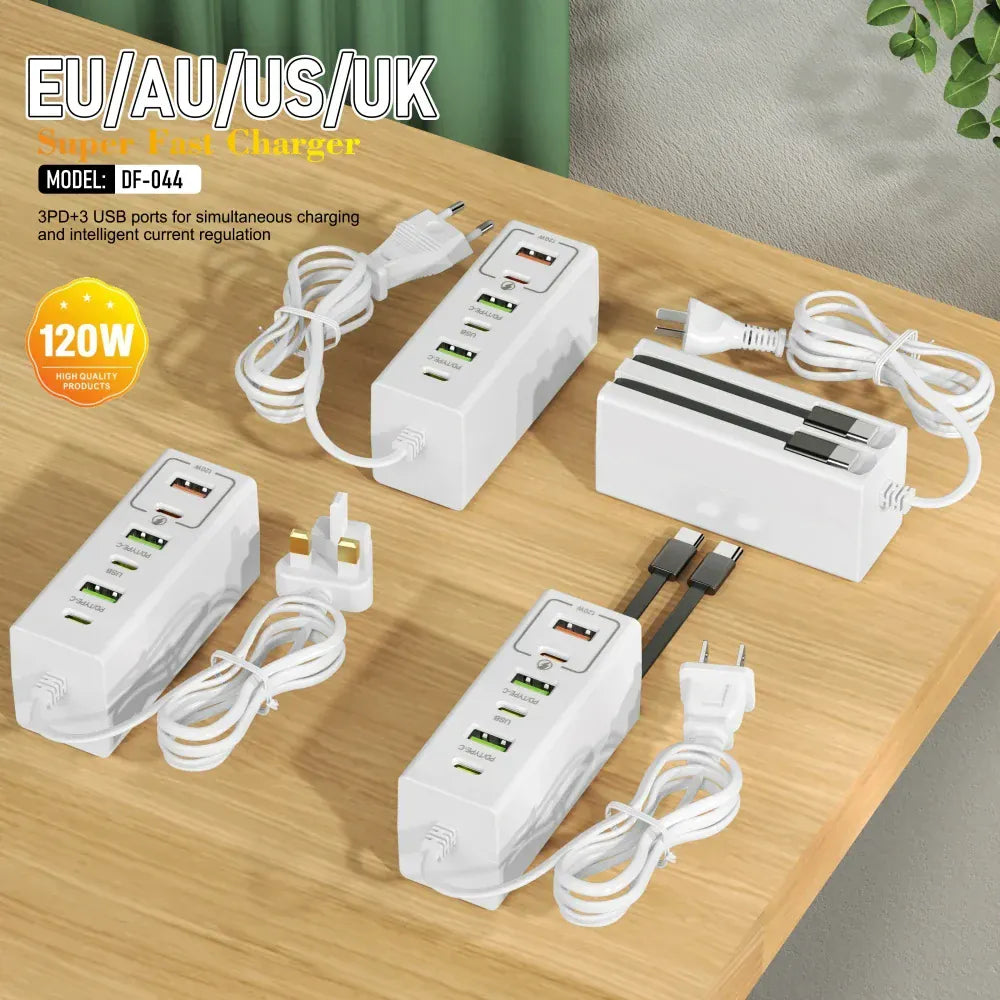 Total 120W USB Power Strip Type C Mobile Phone Charger Fast Charging Electrical Socket Power Strip EU US UK Plug Wall Adapters Total 120W USB Power Strip Type C Mobile Phone Charger Fast Charging Electrical Socket Power Strip EU US UK Plug Wall Adapters