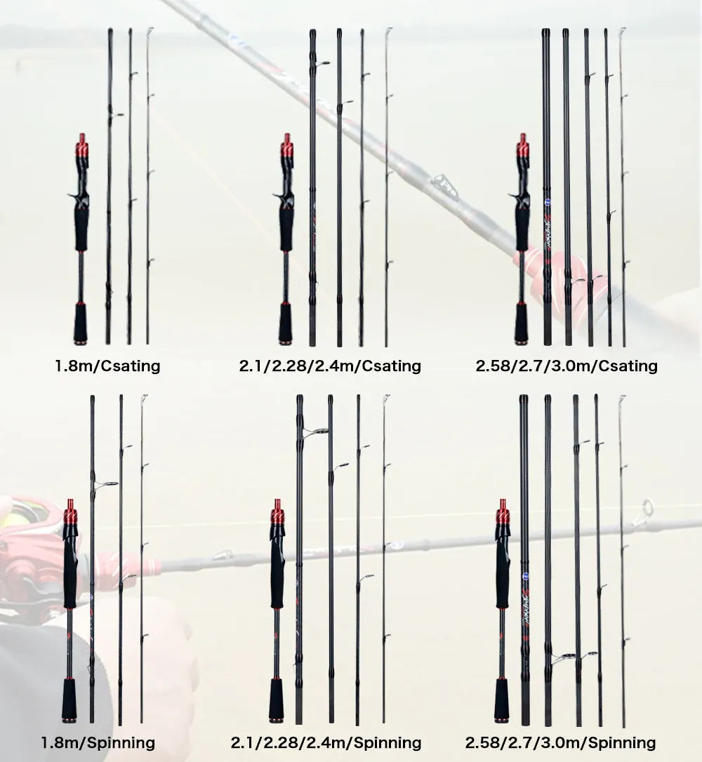 Traveller Carbon Fishing Rod Spinning Casting Fuji Guides – Wahooly Traveller Carbon Fishing Rod – Spinning & Casting, Fuji Guides, 1.8–3.0m