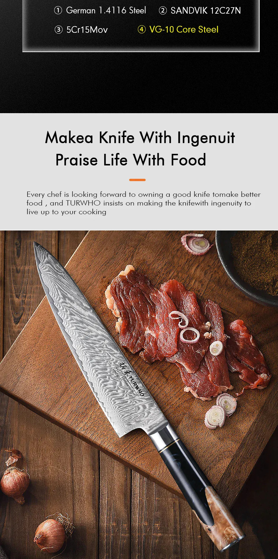 TURWHO 8 Inch Chef Knife Gyuto Knife Japanese Style VG10 Core Damascus Kitchen Knives Stainless Steel Butcher Knife Resin Handle TURWHO 8 Inch Chef Knife Gyuto Knife Japanese Style VG10 Core Damascus Kitchen Knives Stainless Steel Butcher Knife Resin Handle