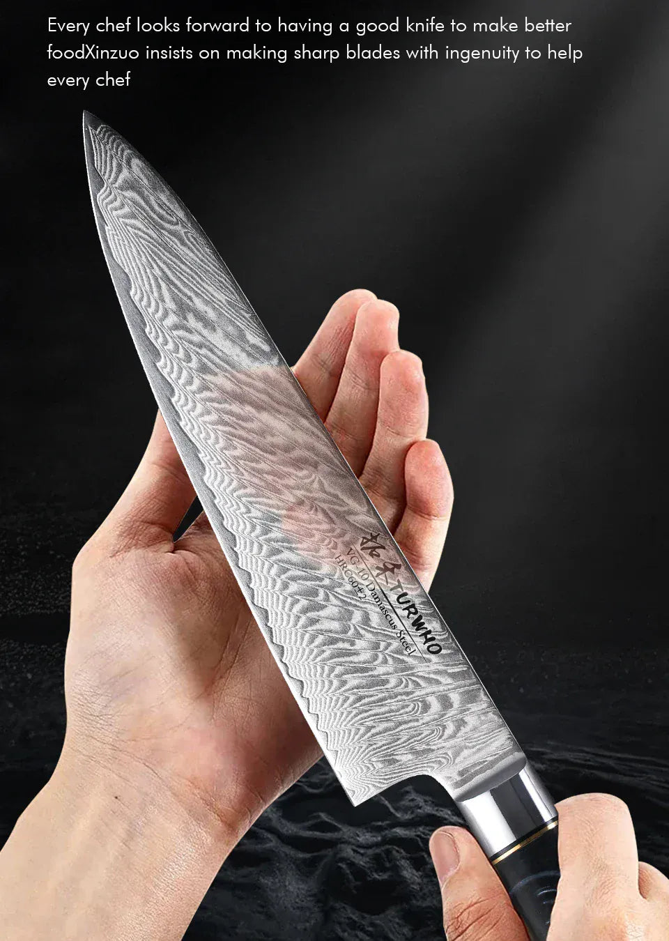 TURWHO 8 Inch Chef Knife Gyuto Knife Japanese Style VG10 Core Damascus Kitchen Knives Stainless Steel Butcher Knife Resin Handle TURWHO 8 Inch Chef Knife Gyuto Knife Japanese Style VG10 Core Damascus Kitchen Knives Stainless Steel Butcher Knife Resin Handle